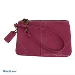 Coach Leather Wristlet Raspberry Color